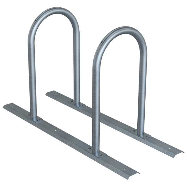 Bicycle rack - row arrangement | lean-on hoop as round hoops  48 mm | hot-dip galvanized | for 2 bicycles